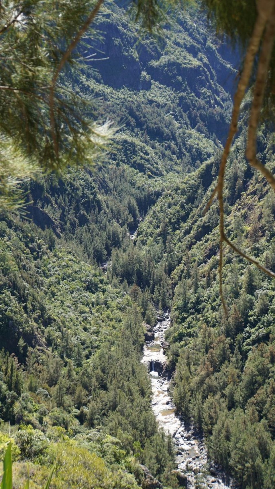 Réunion - Cilaos - Der Rastplatz von oben. Noch 1 h laufen