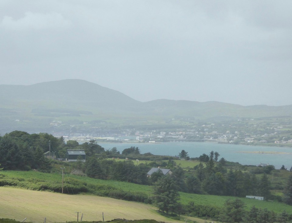 Ireland - Bere Island - The road climbs steeply affording great views of the marina and Bantry Bay.