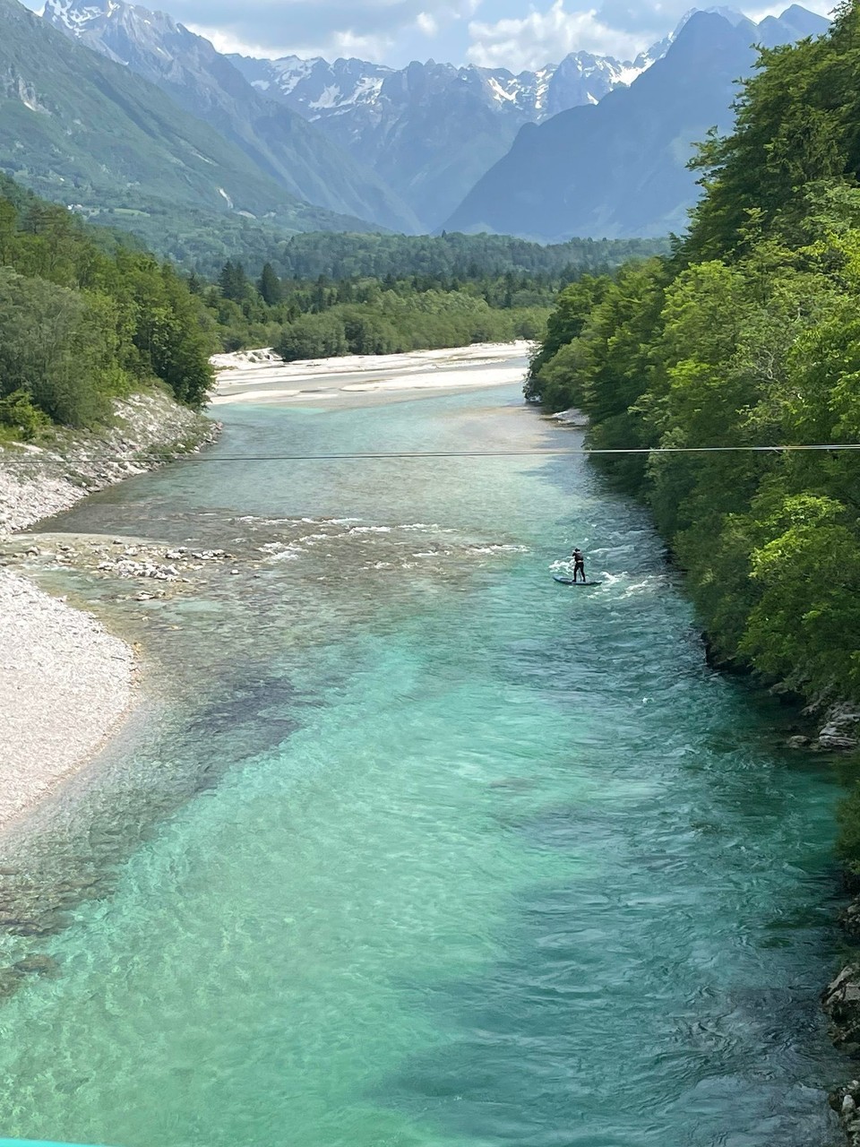 Slowenien - Soča - Und die ganz Mutigen gehen mit dem SUP ins Wasser 
