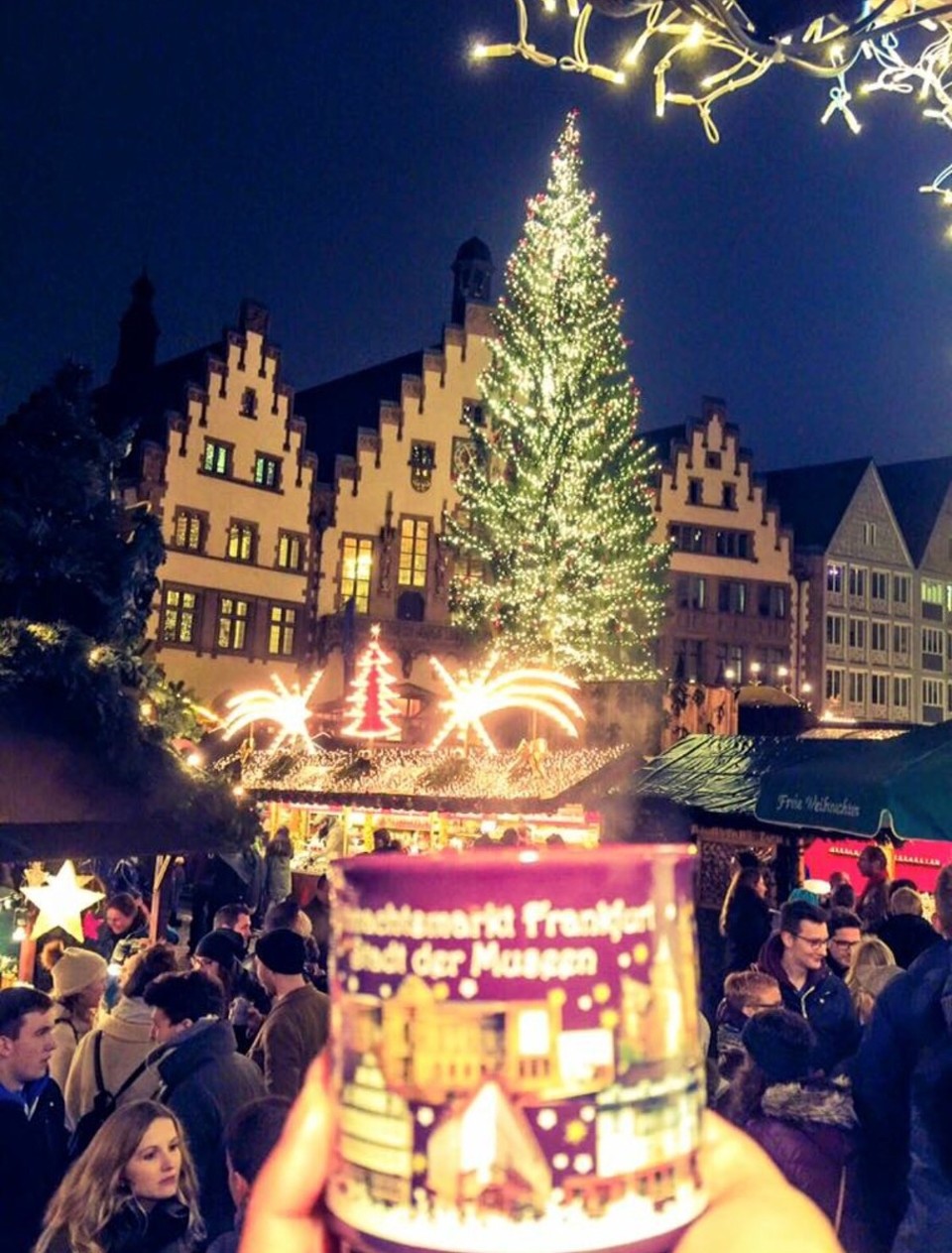  - Germany, Frankfurt - Every winter We always like to be around Frankfurt city for Christmas market.
The atmosphere are so nice. When is so cold we drink hot wine☺️