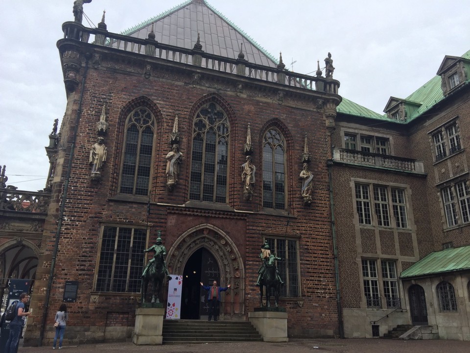  - Germany, Bremen - Rathaus und Ratskeller (town hall and wine cellar). Town Hall built 1405-1410. Facade of Weser Renaissance added 17th century. 