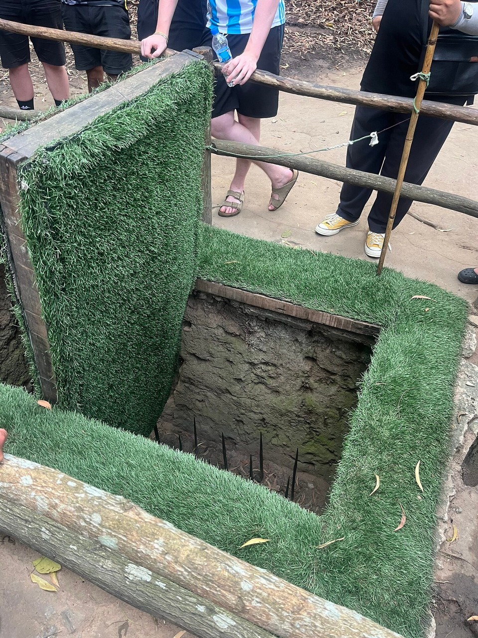 Vietnam - Ho Chi Minh City - Everything was really tiny so I felt like I couldn’t get in anything. This was a trap door they used and when someone stepped on it they would fall into the spikes. There was loads of different traps that were set up but it made it easier for the Americans to find out where they were underneath
