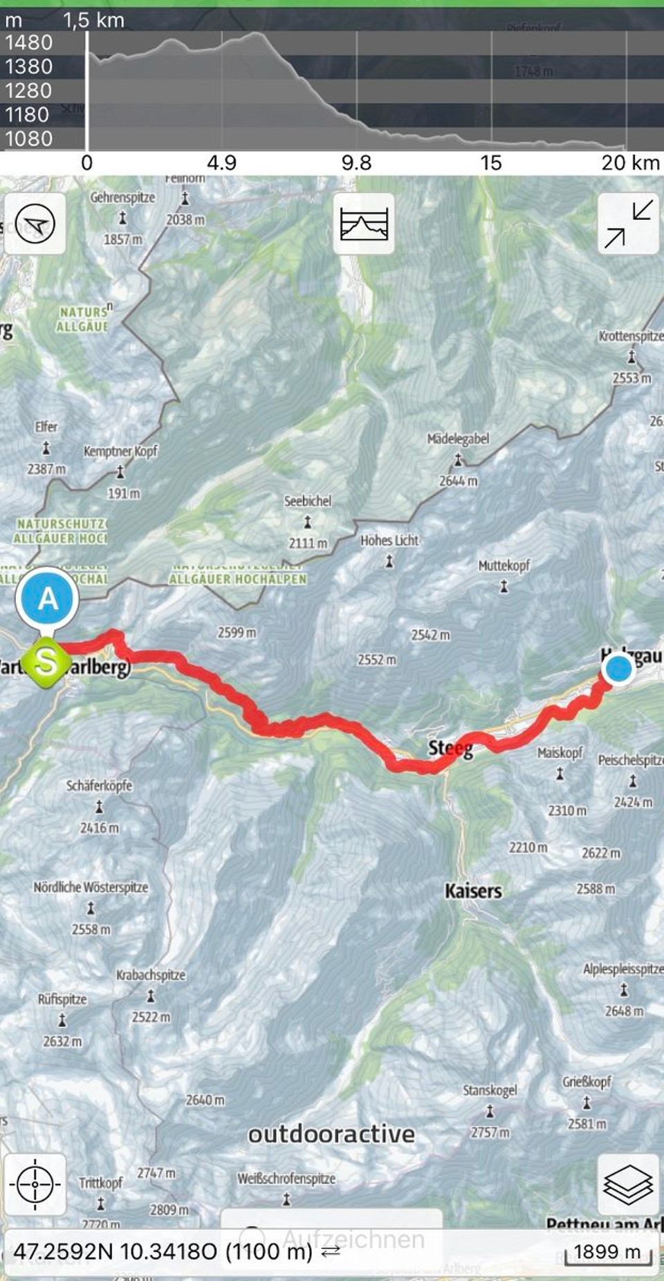 Österreich - Holzgau - 21 km in gut 5 Stunden reiner Wanderzeit… neue Unterkunft, neuer Ausblick! 