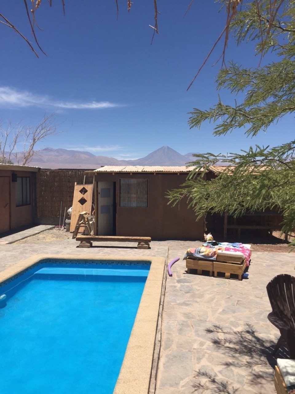 Chile - San Pedro de Atacama - Hostal Lackuntur with a volcano view