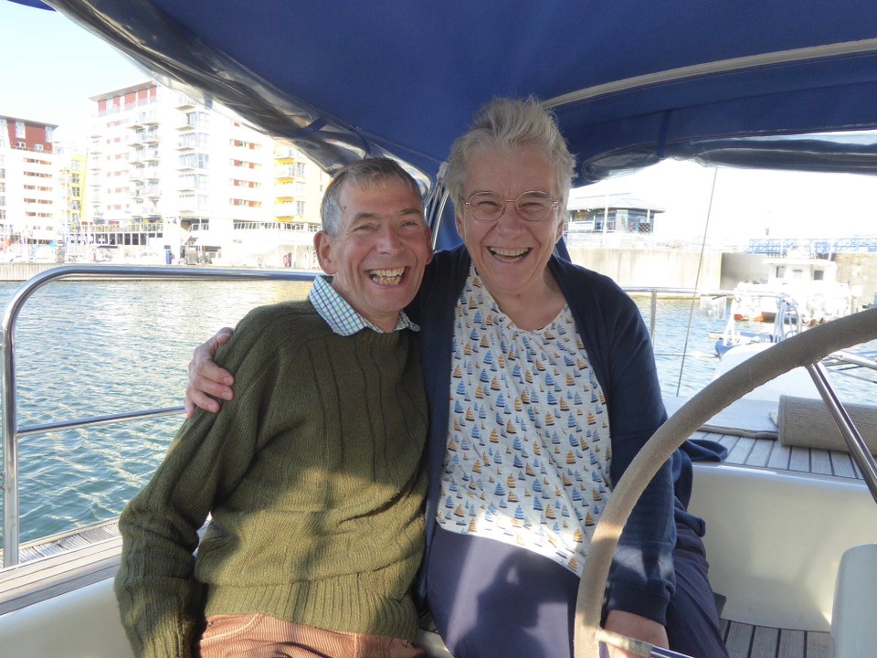 United Kingdom - Eastbourne - Feeling fatigued, both physically and mentally, especially as the unpredictable weather means we are constantly changing our plans, it was lovely to have John and Melanie visit. Last time we had supper with guests in our saloon is when John, Melanie and Peter sailed with us from Mallaig, Scotland!