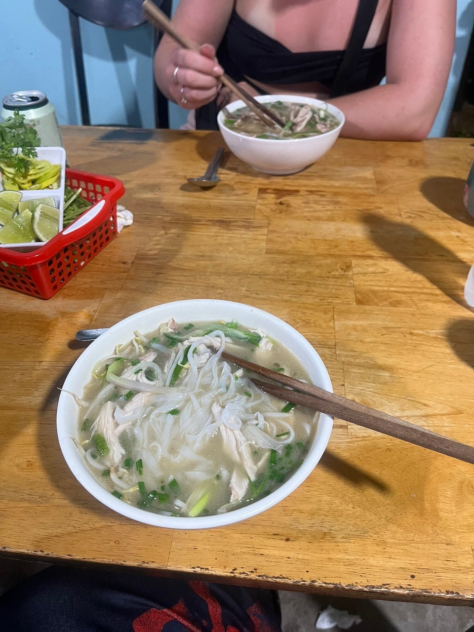 Vietnam - Phan Thiet - At about middnight we were hungry again so we ventured out and found a little local restaurant that was still open. Had a chicken noodle soup and it was so good and only £1.50!