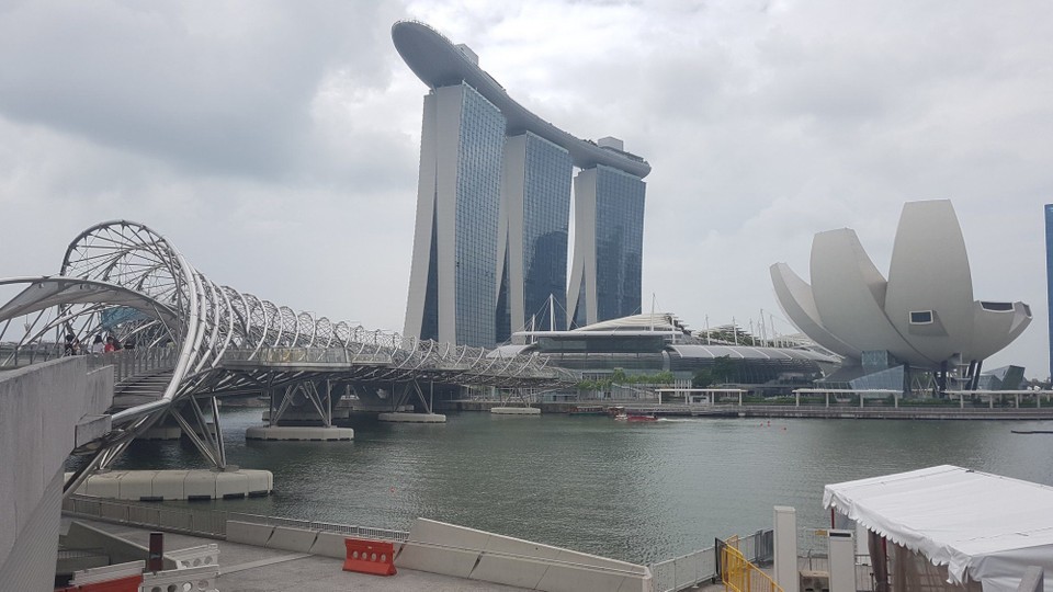 Singapur - Singapore - Helix Bridge, Marina Sands Bay und Art Museum