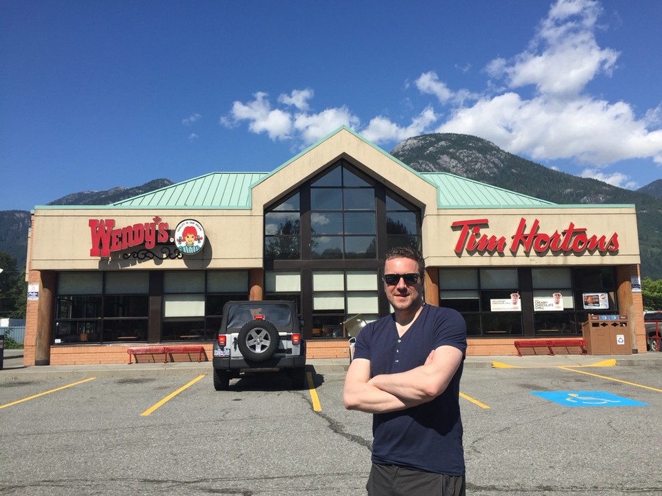 Canada - Whistler - Na de wissel ontbijten we bij Tim Hortons. Because we can