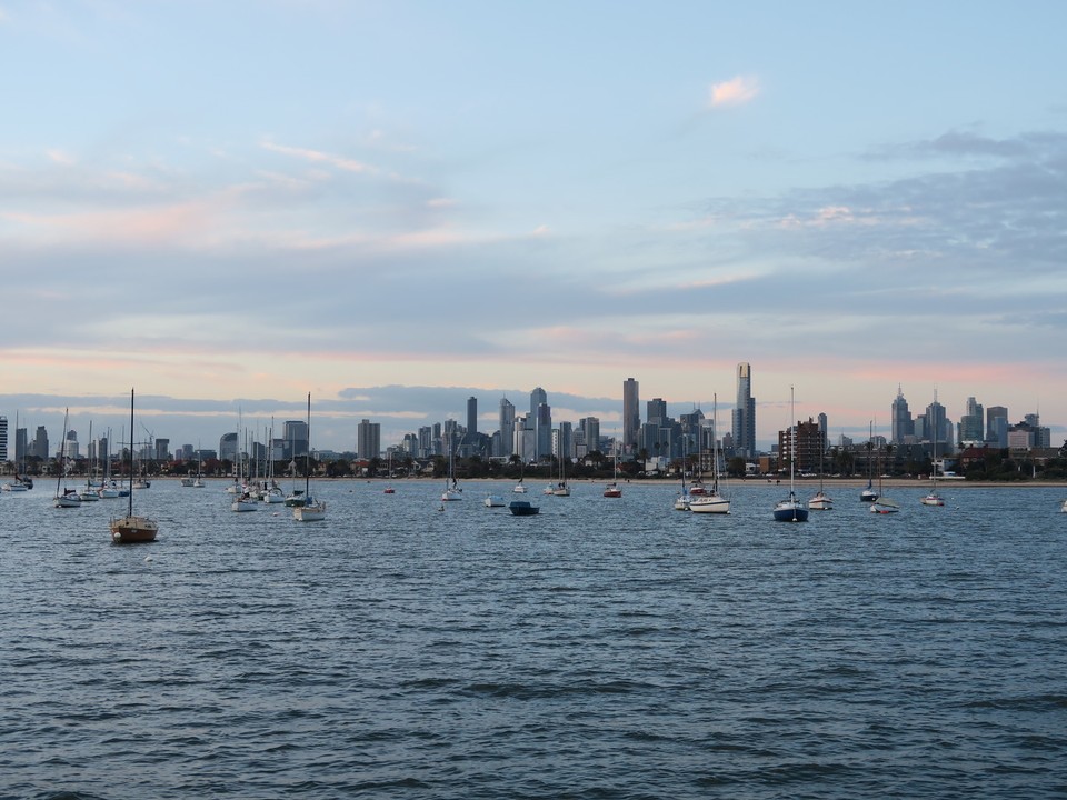 Australia - Melbourne - Vue sur Melbourne CBD de St Kilda