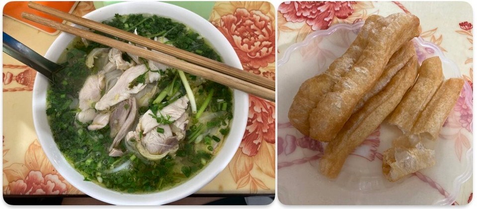 Vietnam - Hà Giang - Heute gibt es mal Pho Ga und Quay - also Hühner-Nudelsuppe mit frittierten Teigteilchen 