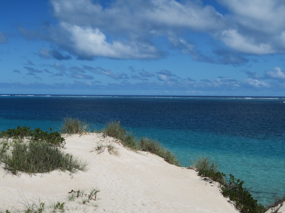 Australia - Ningaloo - Petite barrière de corail : la grande vague blanche au fond