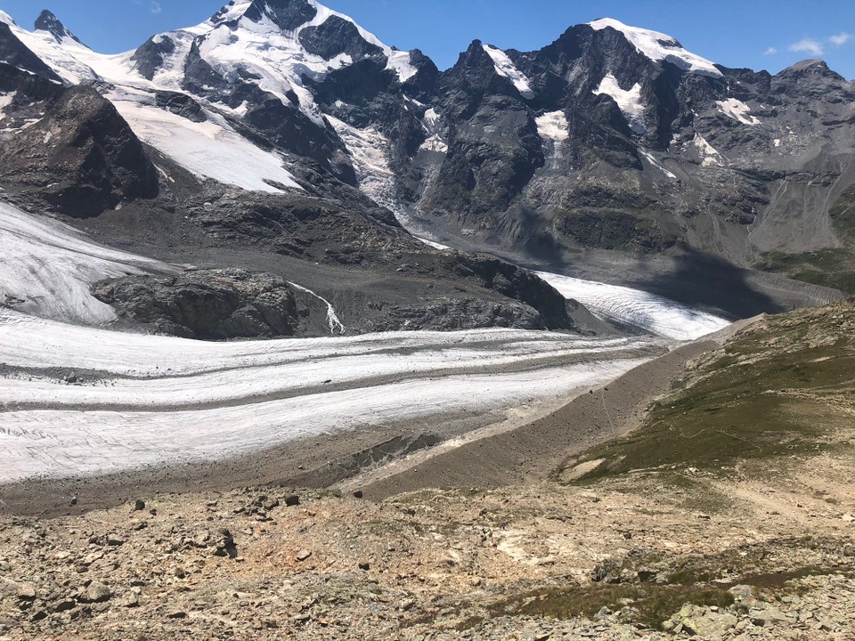 Schweiz - Pontresina - von hier früher Gletscherabfahrt im Winter mit Freunden nach Marteratsch gemacht