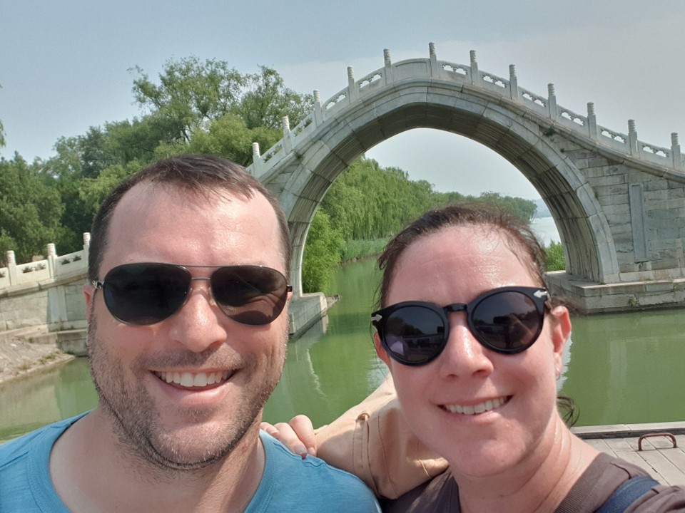 China - Beijing - Us sweating at the Summer Palace (in front of a pretty bridge)