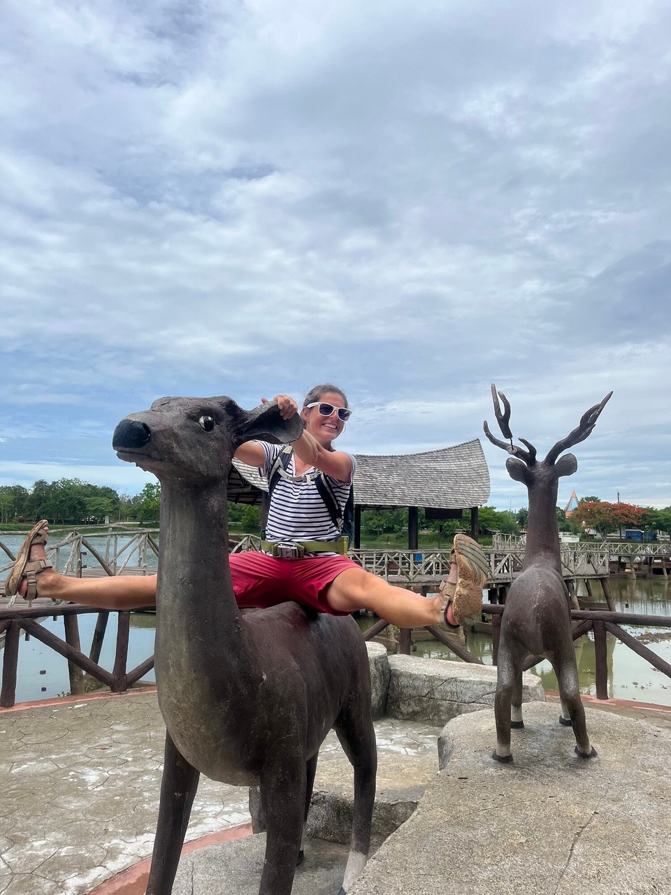 Thailand - Mueang Chumphon - Suspension Bridge - Deer