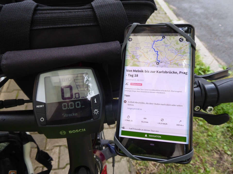 Tschechien - Prag - Der heutige Tag von Anfang an: Wir setzen den Tacho auf Null und schalten die letzte Navigation an.