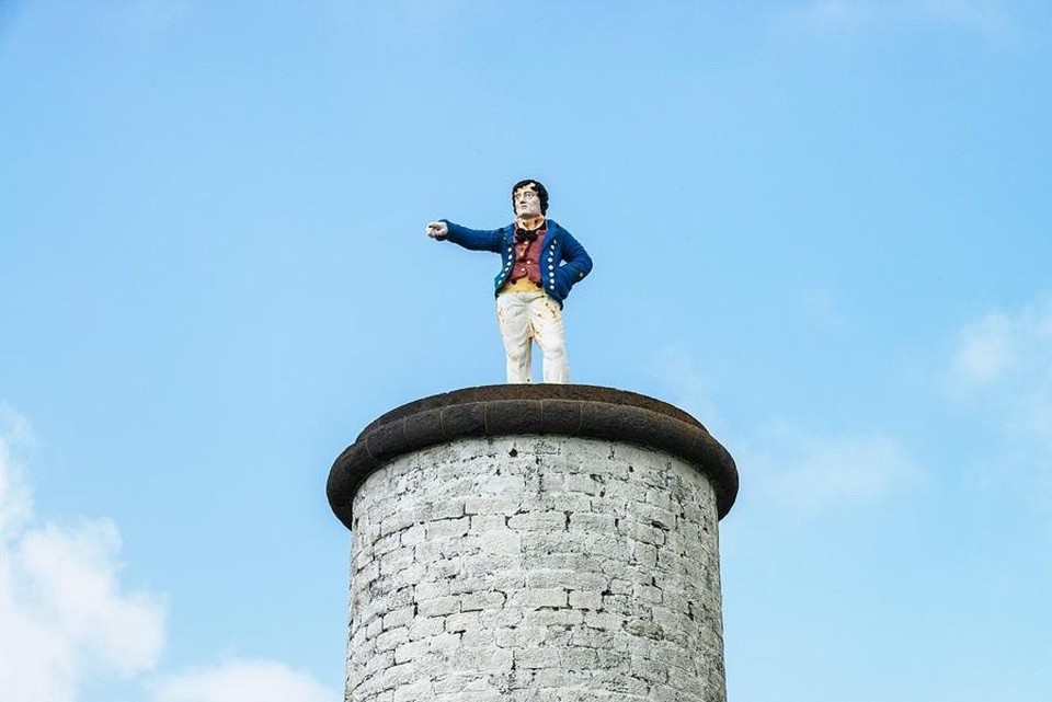 Ireland - Dungarvan - The Metal Man, on the central pillar on Newtown Head, is a 3 metre cast-metal figure of a sailor pointing seawards. According to local lore, he is said to warn seafarers away from the dangerous shallows by calling out, “Keep off, keep off, good ship from me, for I am the rock of misery”.