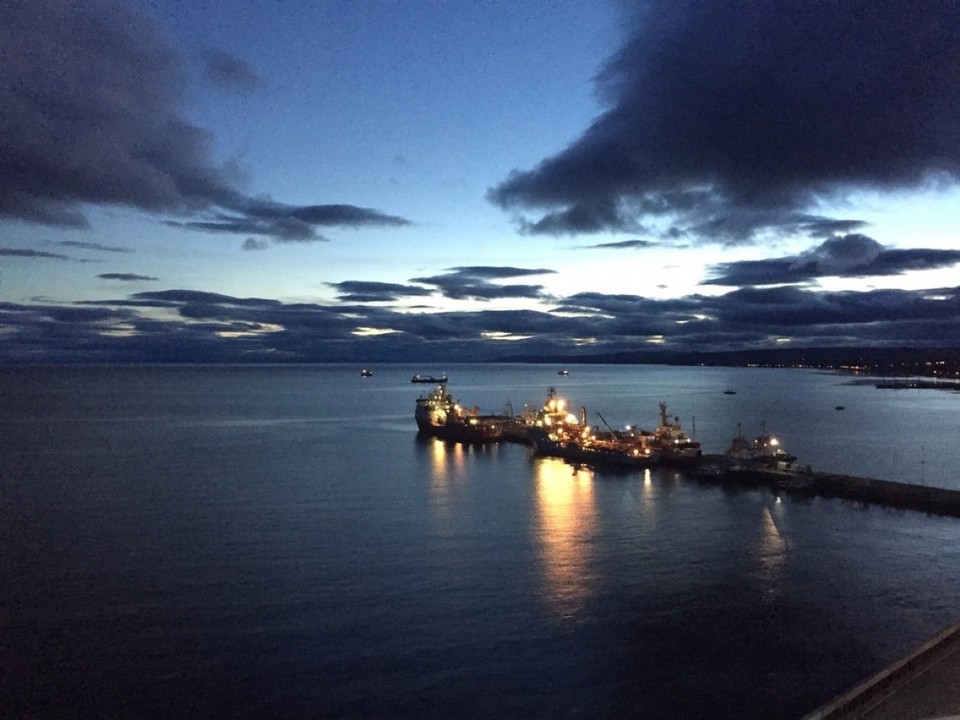 Chile - Punta Arenas & Porvenir - View on the Magellan street from the Sky bar