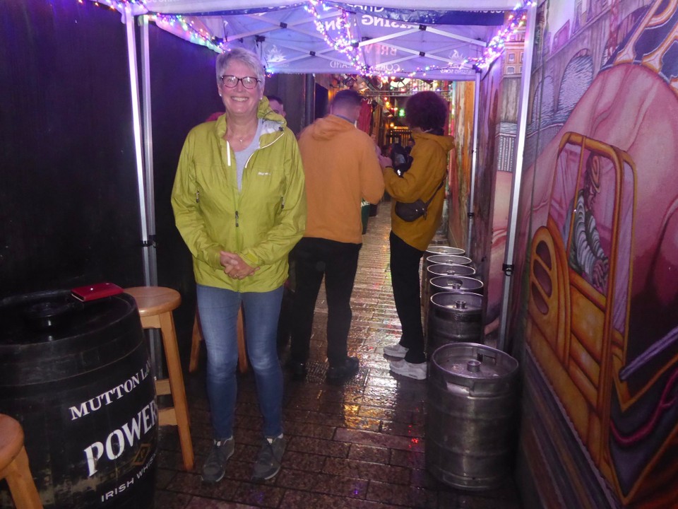 Ireland - Cork - Some more recommendations from Regina; firstly The Long Valley on Winthrop Street, and then the Mutton Lane Inn, which we walked past twice before we noticed people sitting at barrels down a narrow alley.  An oasis on a dark and rainy evening.