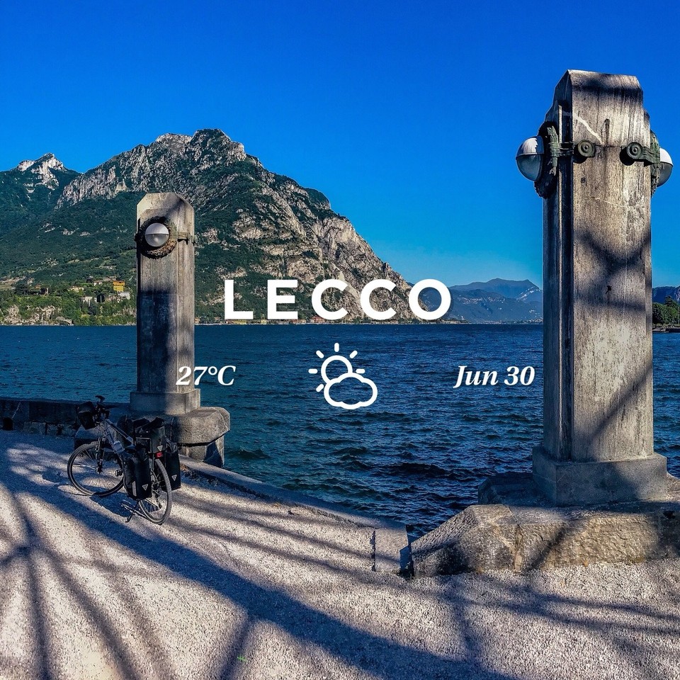 Italy - Bellagio - Lecco und Bergamo sind derzeit meine Lieblingsstationen. Die Städte und Streckenabschnitte der letzten 48 Stunden sind Hauptanwärter für die Top Ten List dieser Reise.
Fahre zeitig los, um in der morgendlichen Kühle meinen Giro di Como zu begehen. Derweil bricht hier Ende Juni schweißtreibender Hochsommer aus und ich beruhige mich mit dem Gedanken, dass uns der Klimawandel auch fantastische schwedische Weine bescheren wird.