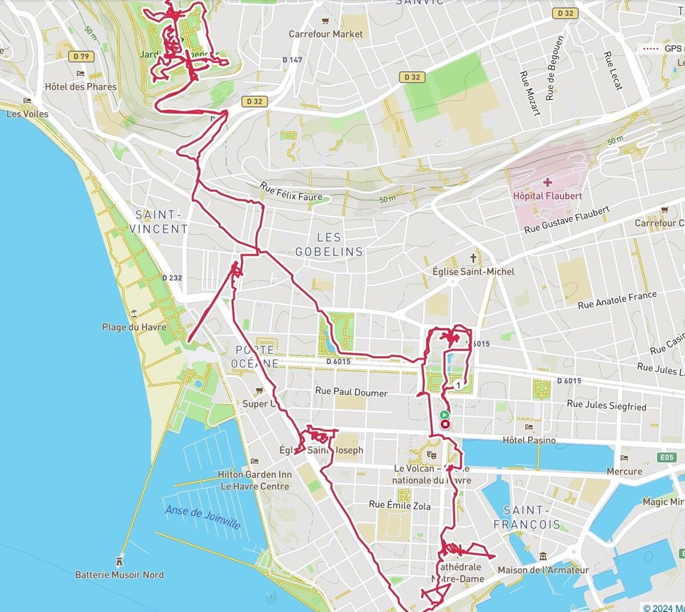 Frankreich - Le Havre - 13 km a 5 Stonnen duerch Le Havre getrëppelt bis rop bei déi al Festung