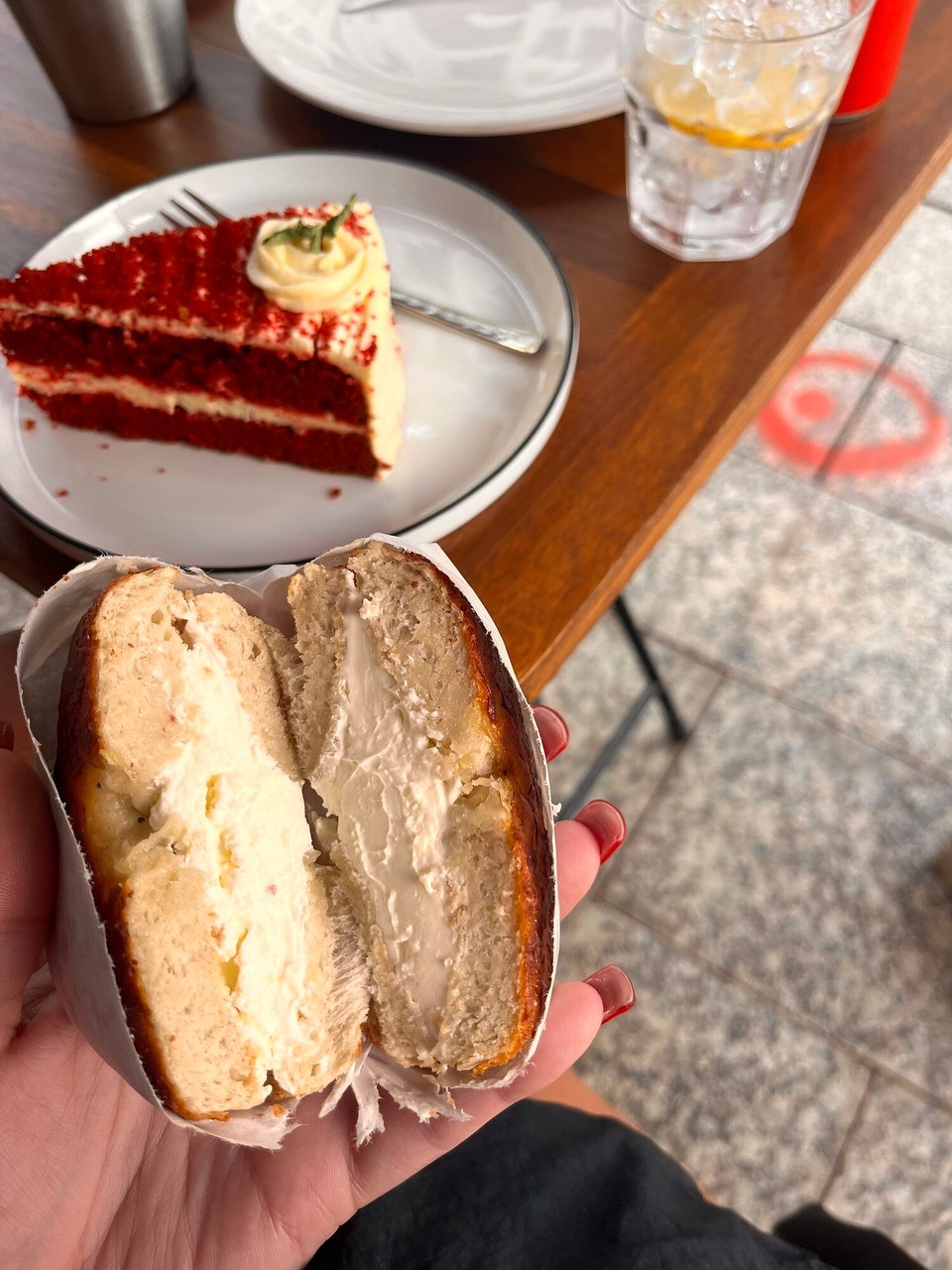 Cambodia - Siem Reap - Arrived back to the hostel around 1pm and went straight for a nap. Woke up and went to New York bagel and had a cream cheese bagel and a homemade red velvet cake. So needed and so delicious 