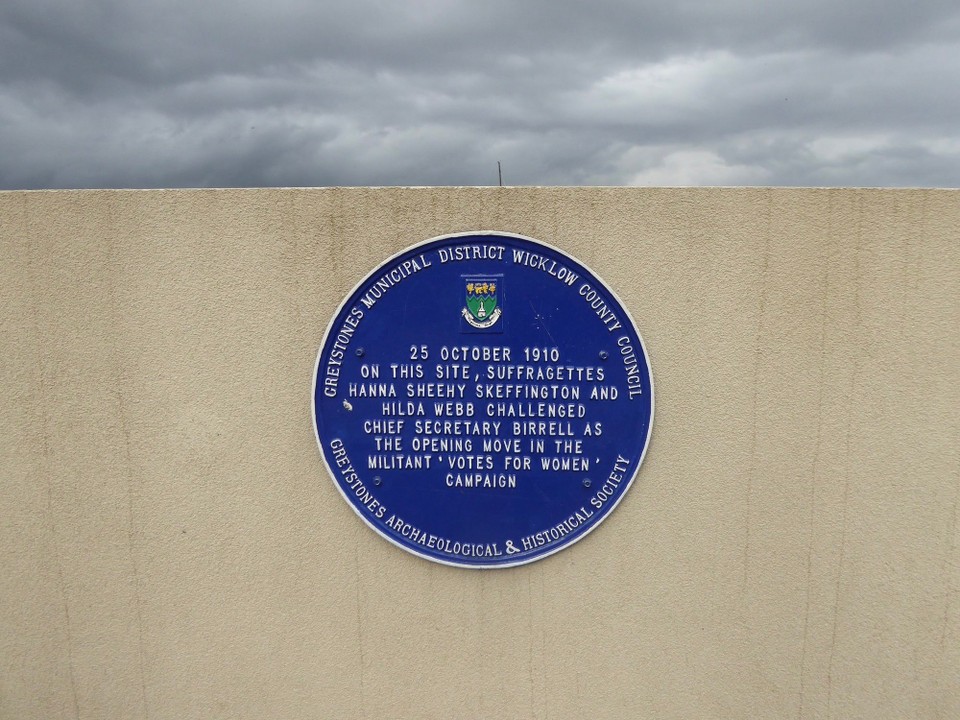 Ireland - Newtownmountkennedy - This plaque is on the marina wall.  Sheehy Skeffington was a founding member of the Irish Women Workers’ Union, which became one of the largest suffrage groups in the early twentieth century. Women over 30 were granted the right to vote in 1918.
