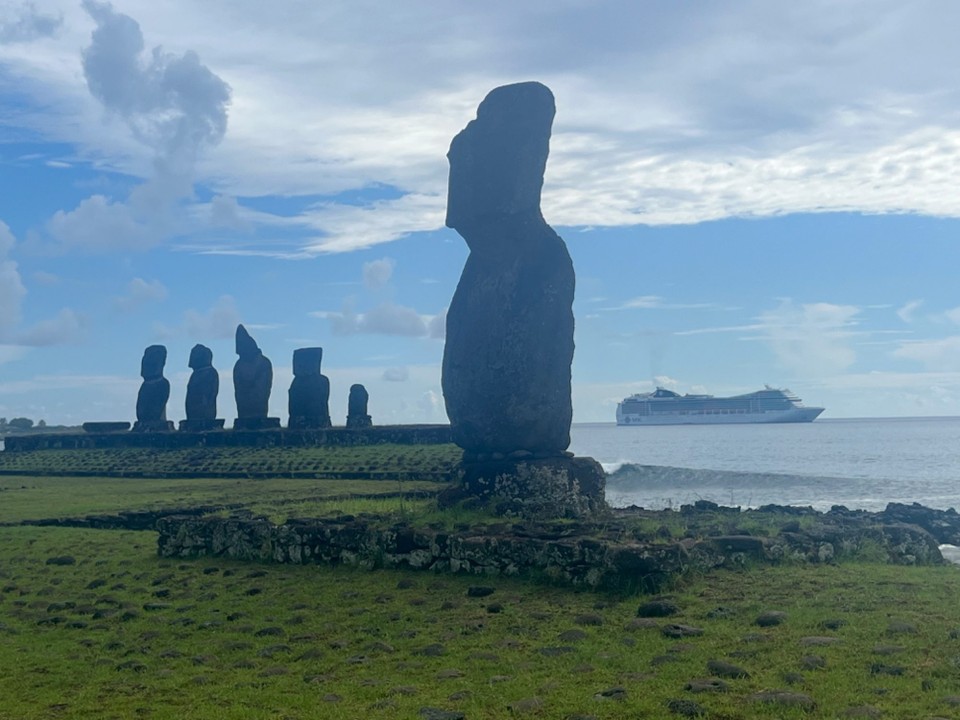 Chile - Easter Island - Different ages of Hanga Roa moai