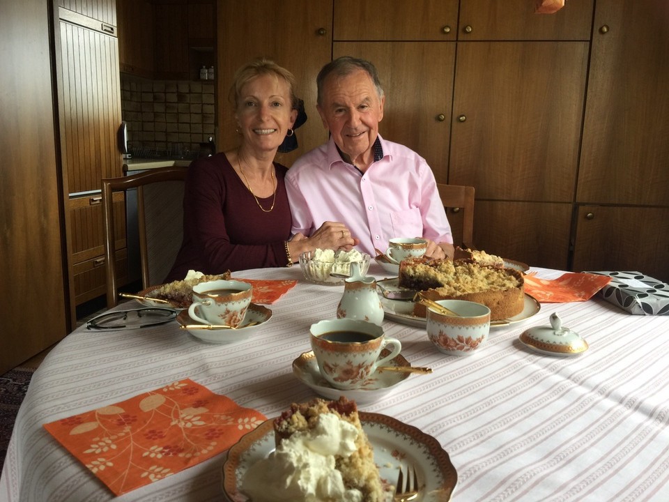 Germany - Ellwangen - Coffee and cake in Auchtfeld Straße. Otto made Zwetschgen Kuchen. One of my favourites. 