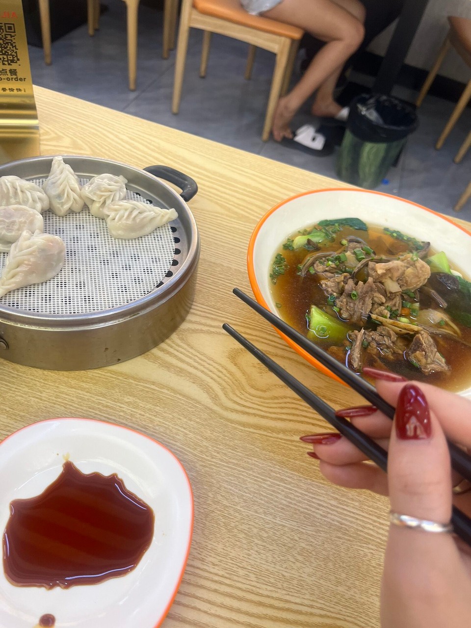 Thailand - Bangkok - Luckily I can use chop sticks because no one was using folks or spoons! Starting to feel a lot more comfortable with going out for food alone :) 