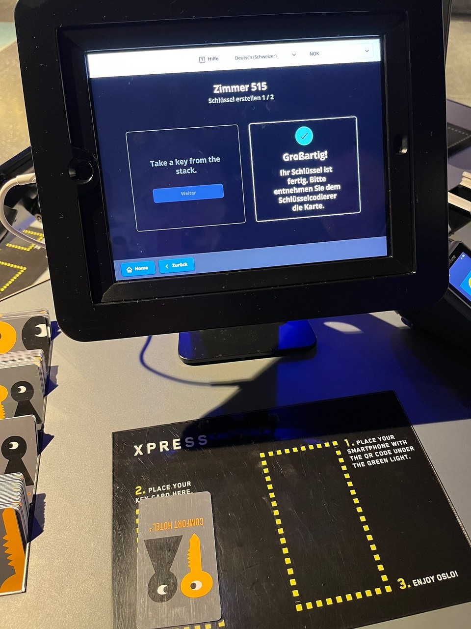 Norwegen - Oslo - Hotel Oslo: Check-In & Schlüssel erstellen, alles automatisiert. 