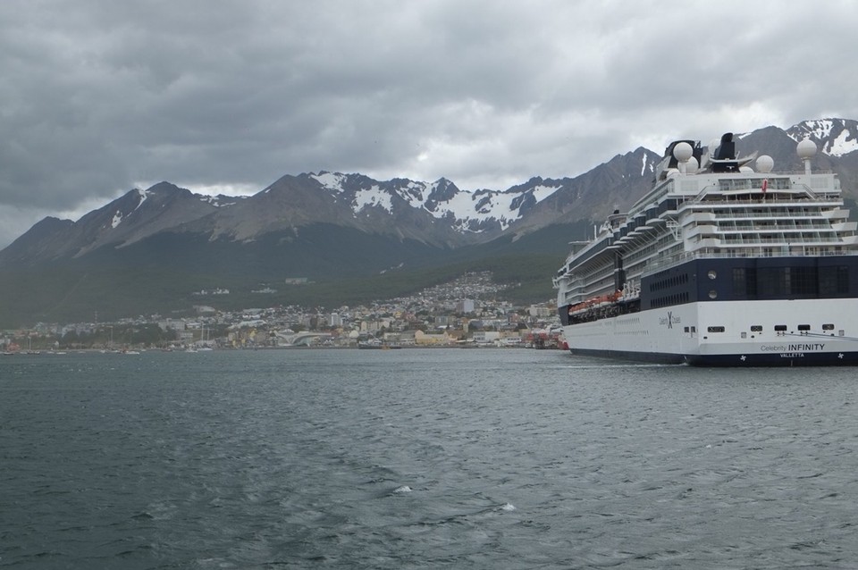 Argentina - Ushuaia - huge cruise ships regularly stop in Ushuaia flooding the town with tourists before continuing on to Antarctica.....