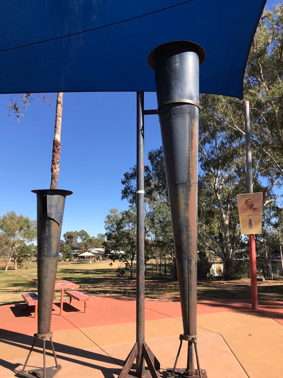 Australia - Charleville - A dude called Fragge blew these cannons into the sky trying to make rain back in the day... they did eventually have the biggest hail storm in Australia’s history.. but years later 