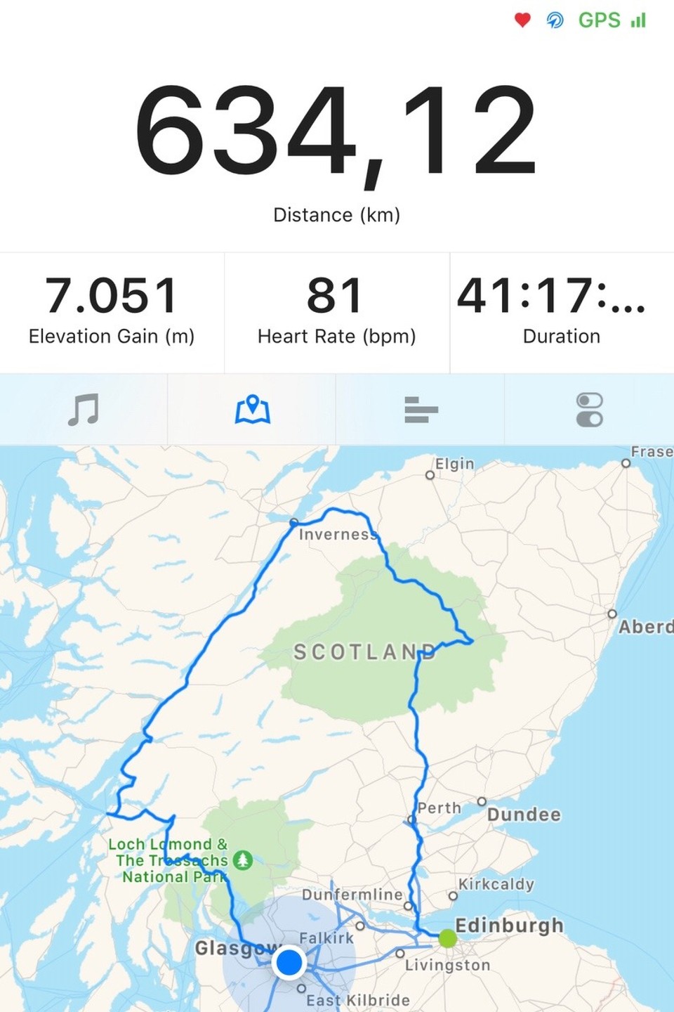 United Kingdom - Glasgow - Auch hier sei noch einmal gesagt, nur die gefahrenen Radkilometer werden getracked.