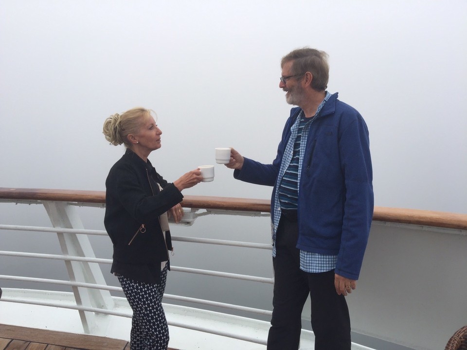 Italy - Venice - Breakfast in the fog, anchored in the Gulf of Venice