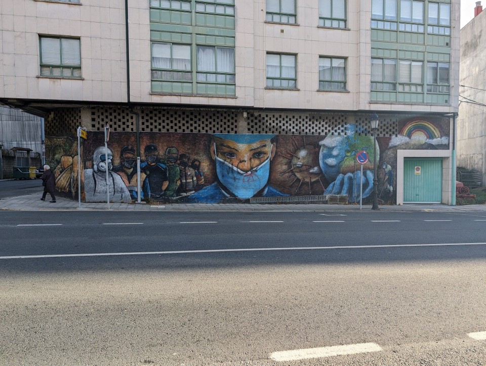 Spanien - Arzúa - Fassadenkunst in Melide.