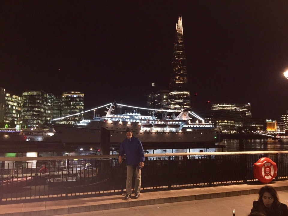  - United Kingdom, London, River Thames - MS Ocean Majesty on the River Thames and The Shard in the background. London. 