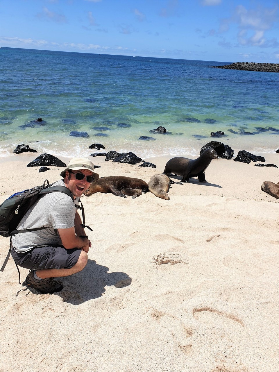 Ecuador - San Cristóbal Island - Luke with sea lions