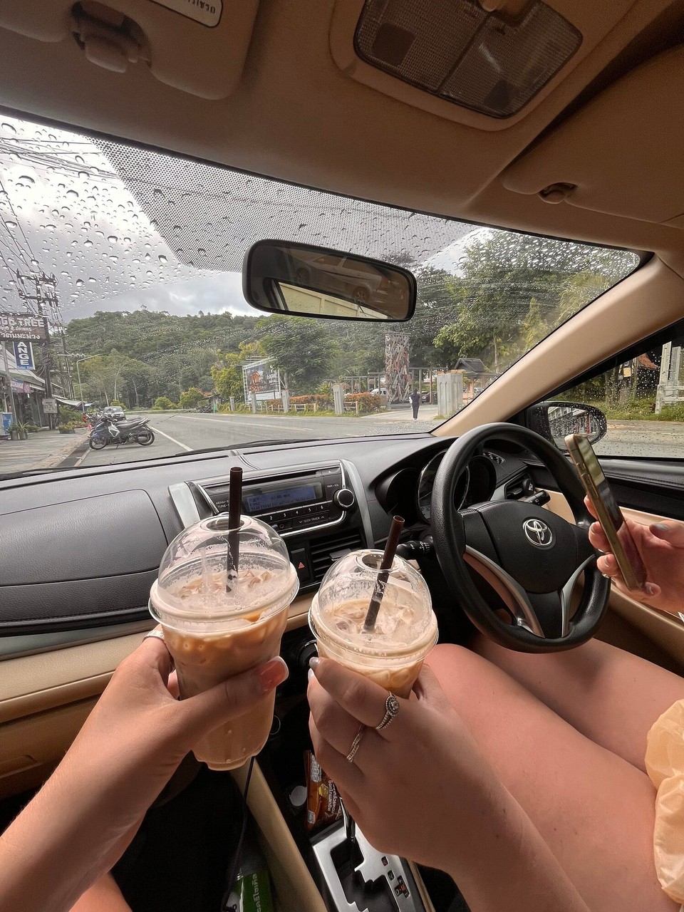 Thailand - Ko Chang District - Rented a car for our whole trip here 
First stop roadside coffee of course and then to some viewpoints 
