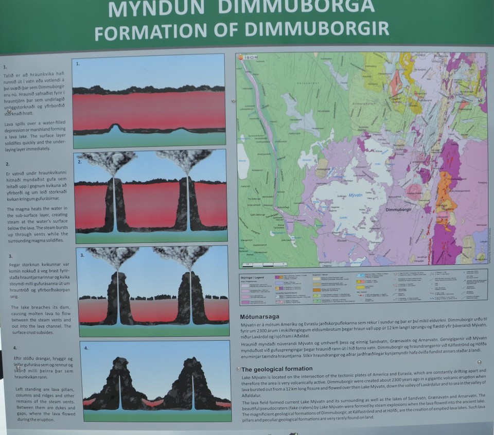Island - Akureyri - Entstehung vun de Lavaformatiounen zu Dimmuborgir
