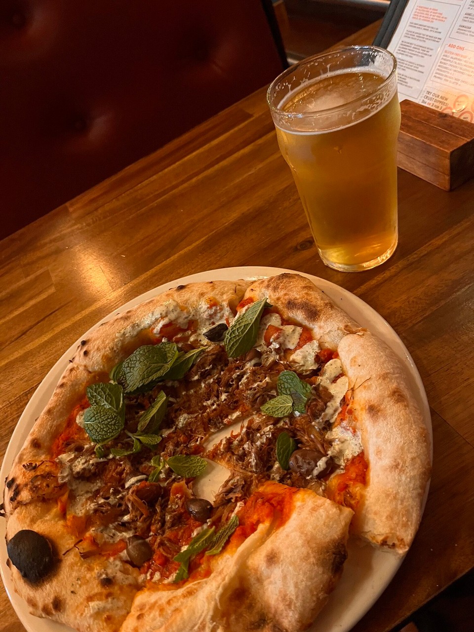 Australia - Melbourne - They had a deal on where if you get a drink and a pizza it’s $12 (£6!) such a good deal. I had lamb and olive on top, was lovely! Sammie then came to meet me and we went out for drinks in Fitzroy. Seems to be a lot more going on here than in the CBD! Good sign if this is where I will move to