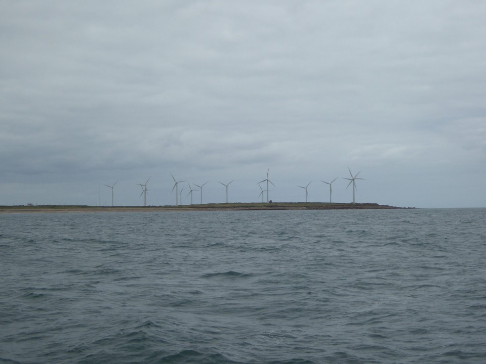 Ireland - Kilmore Quay - Can see why this is a good spot for wind farms.  The sea was a maelstrom going over the changing depths passing Lucifer Bank, and when we rounded Carnsore Point we had strong winds against us, and it felt a trudge passing inside Barrels Rocks and Black Rock.