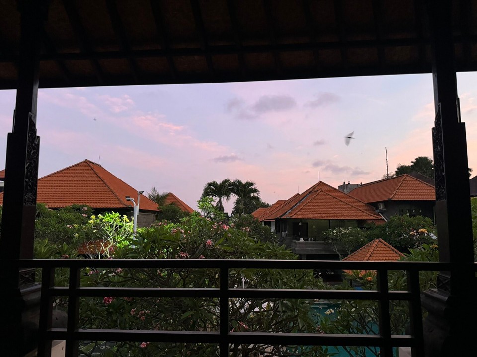 Indonesien - Karangasem - Am Obet hämr chöna vom Balkon uns Fledermüs und Flughünd beobachta.