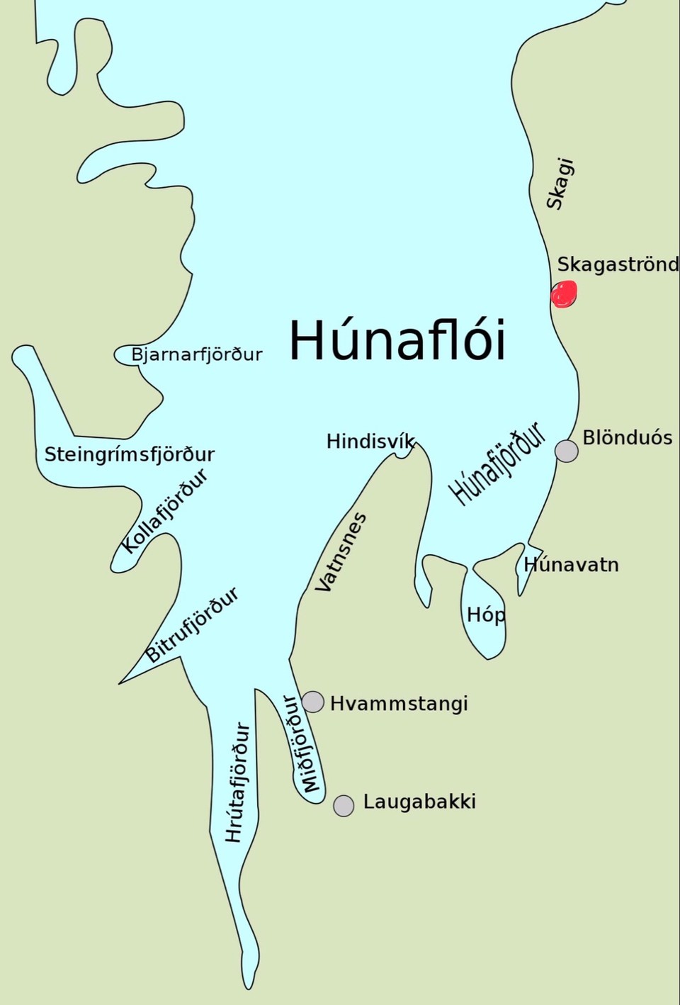 Island - Sveitarfélagið Skagaströnd - Gestartet sind wir heute morgen am Steingrímsfjördur und nun sind wir beim roten Punkt in Skagaströnd angekommen. 