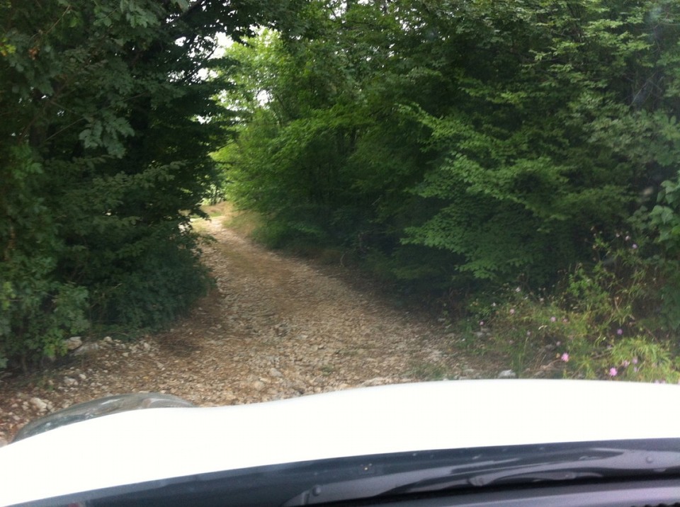 Serbien - Tekija - Offroad, aufs Cliff hinauf,..., der Weg war schlechter als erwartet. Die Gefahr des Festfahrens zu groß. Also doch nicht hinauf :-(