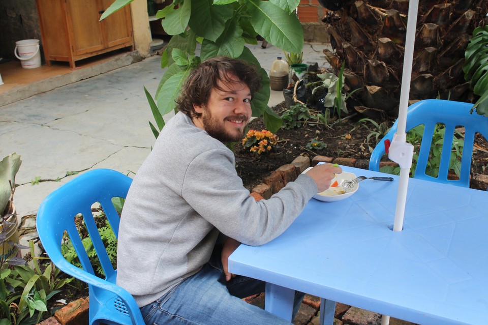 Colombia - Villa de Leyva - Ein letztes Frühstück im Garten
