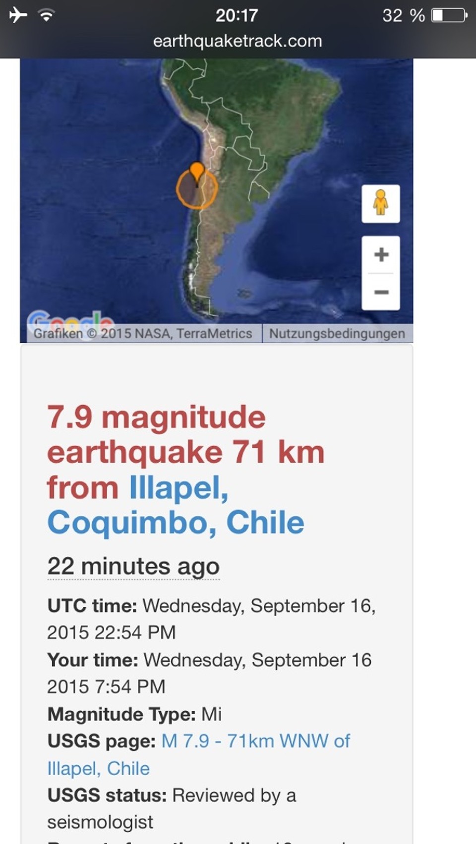 Argentinien - Mendoza - Das war eine sehr intensive Erfahrung. Hier in Mendoza wackelte es noch heftig. Wurde auf 8.3 hochgestuft, in Chile leider einige Tote 