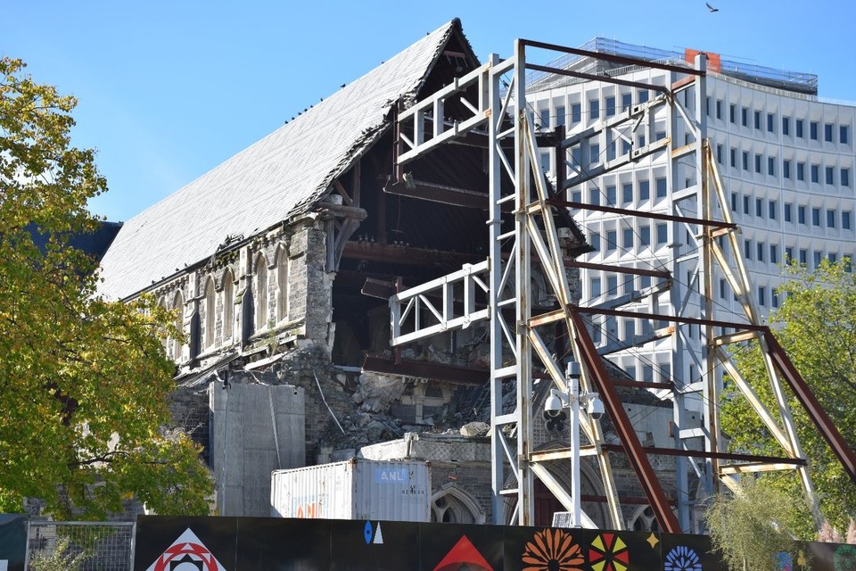 Neuseeland - Christchurch - Da es gegen den beschlossenen Abriss mehrere Klagen gab, steht die Baustelle seit längerem still...