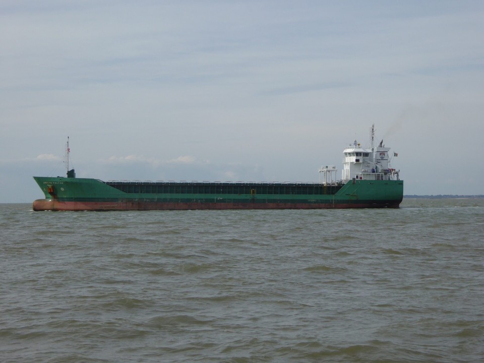 United Kingdom - Felixstowe - The Stena ferry passed ahead much earlier than we reached the channel, but we had to stand to for Arklow Falcon, an 89.95 metre general cargo ship sailing under the flag of Ireland.