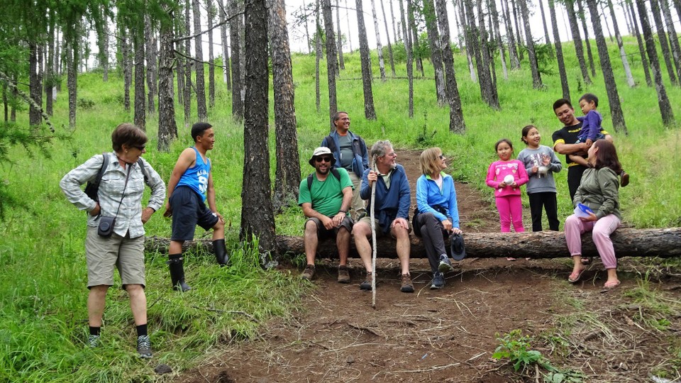 Mongolia - Murun - Meeting locals whilst climbing to the top of the volcano