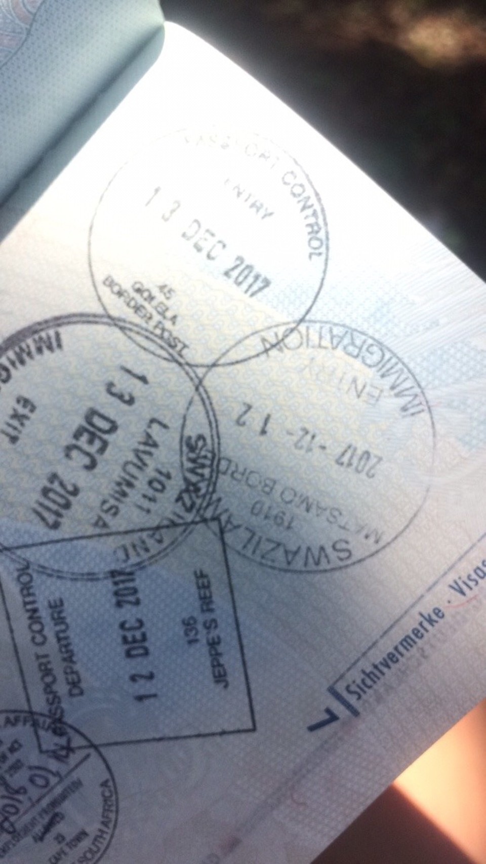 Swasiland -  - Der Reisepass füllt sich (Swaziland ist ein eigenständiges Land) 